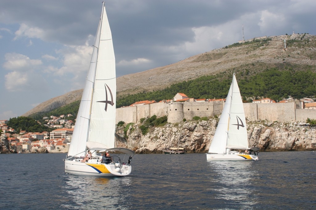 Sailing in front of Dubrovnik for the final event and luxury hotel - Croatia Yacht Rally 2009 © Maggie Joyce - Mariner Boating Holidays http://www.marinerboating.com.au